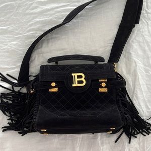 BalmainBBuzz 23 black suede fringe bag